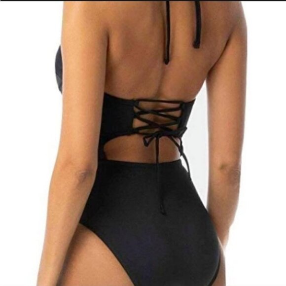 NWT Sundazed Swimsuit 34C Black Willa Twist One Piece Bra Sized Underwire - Picture 2 of 6